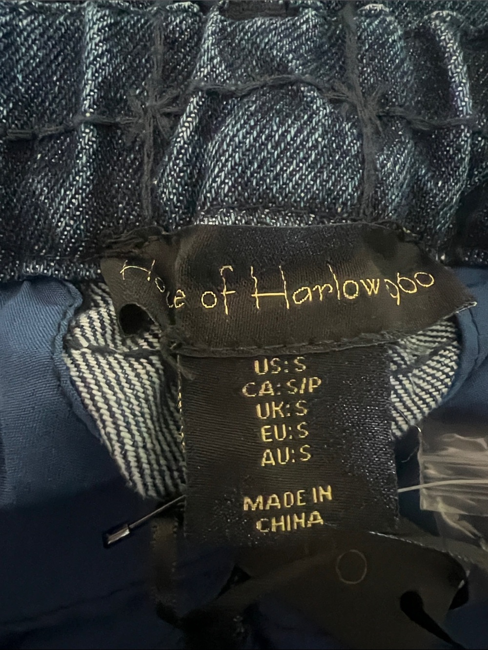 NWT β§π House of Harlow 1960 πβ§ Dark Blue Quilted Denim Set Wide Leg Jeans S - Picture 4 of 4